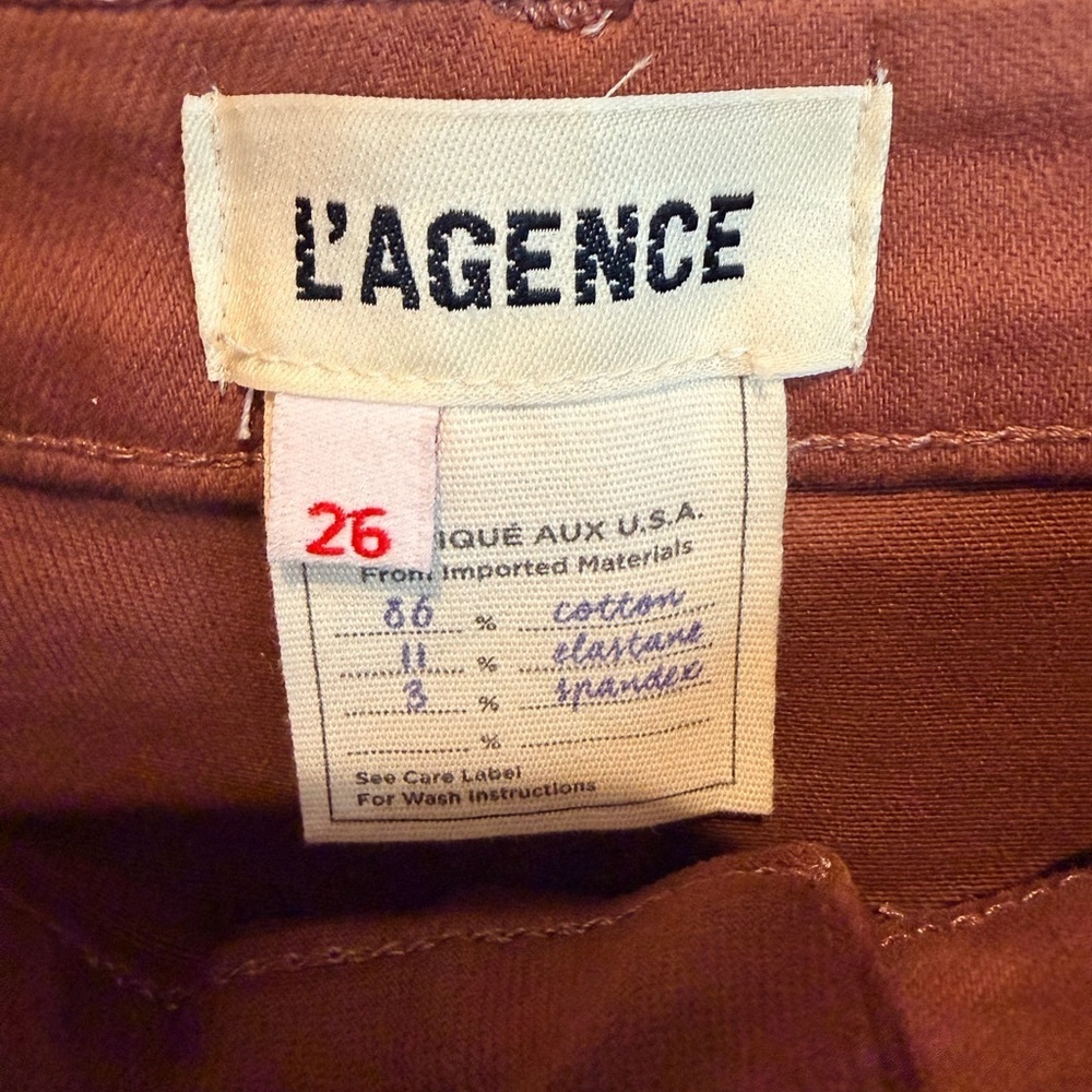 L'AGENCE Kendra Coated Chocolate Flare Pants - Picture 4 of 12